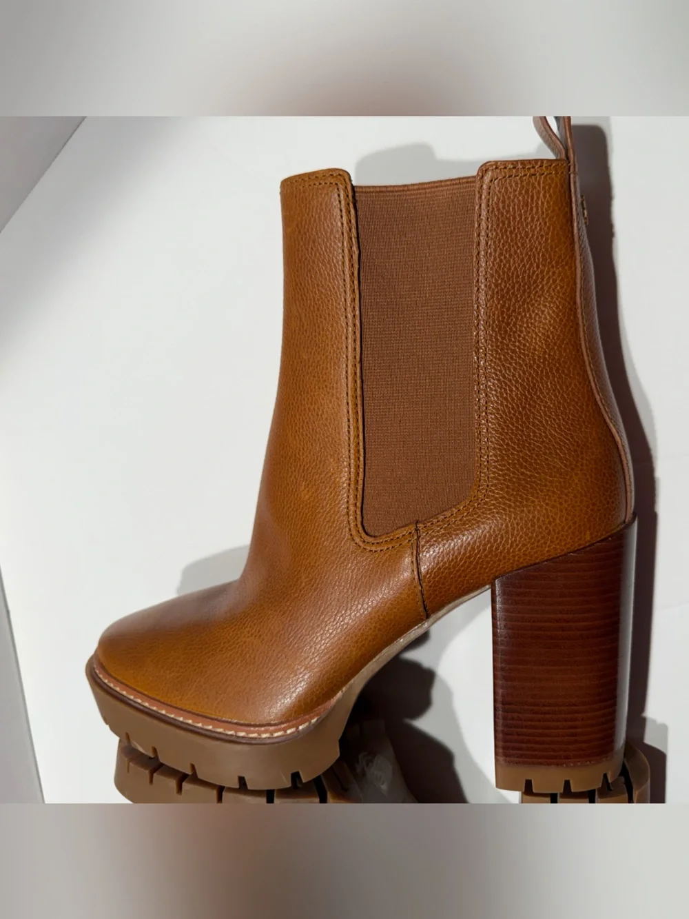 Tory Burch Camel Lug Ankle Boots